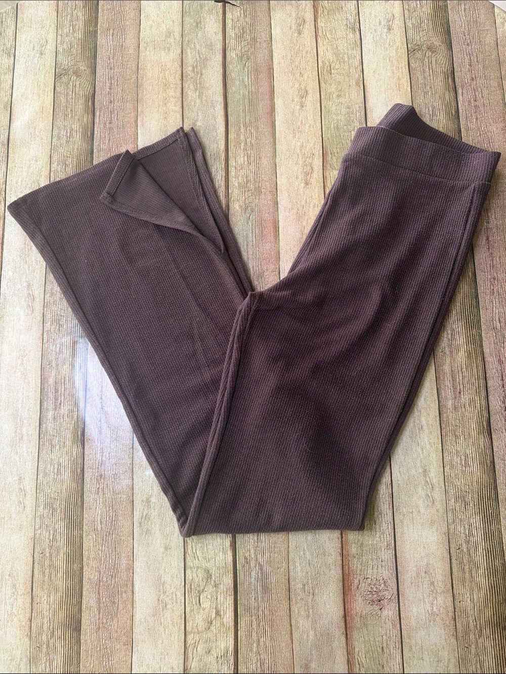 Garage Chocolate Brown Ribbed Lounge Pants